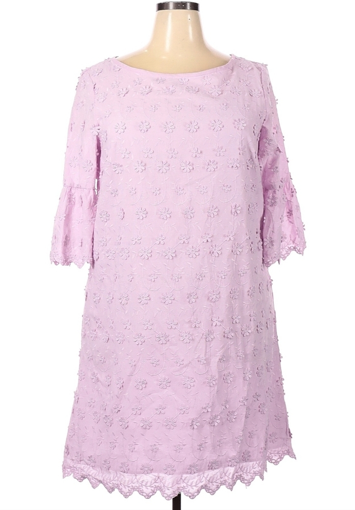 Ann Taylor Lilac floral overlay dress